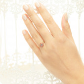 Inel din aur 18K cu diamante 0,025 ct., safire 0,09 ct. si rubine 0,11 ct., model Orsini 2895G-B